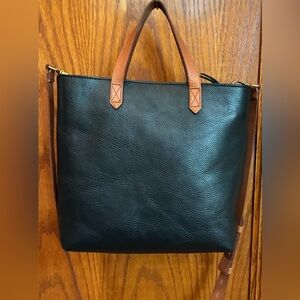Madewell Mini Transport Crossbody Black Brown Handles Leather
